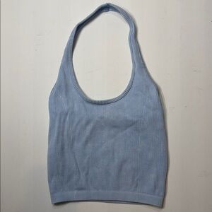 American Eagle Outfitters Sky Blue Ribbed Crop Top